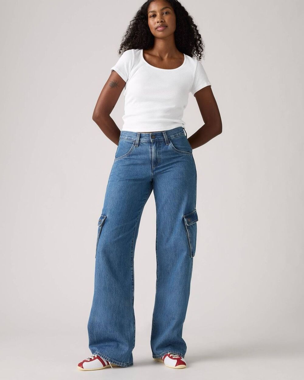 Levi’s Superlow Cotton Loose Cargo Lightweight Jeans All Over Blue 29x32 - Picture 2 of 7